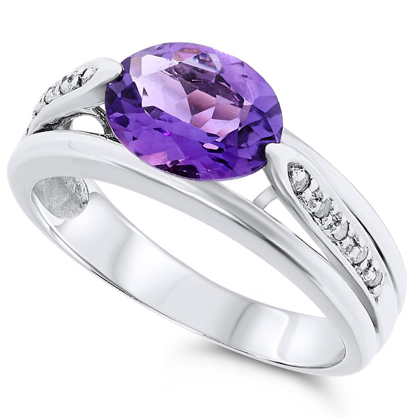 14k White Gold Amethyst Rings