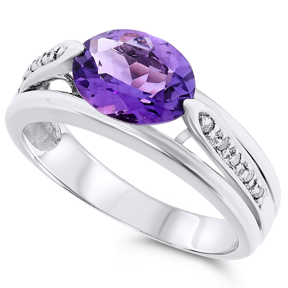 14k White Gold Amethyst Rings