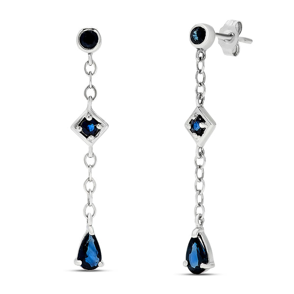 14k White Gold Sapphire Earrings