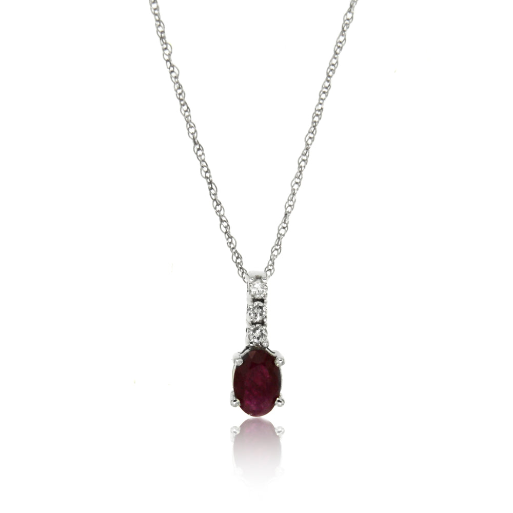 10k White Gold Ruby Necklace/Pendants