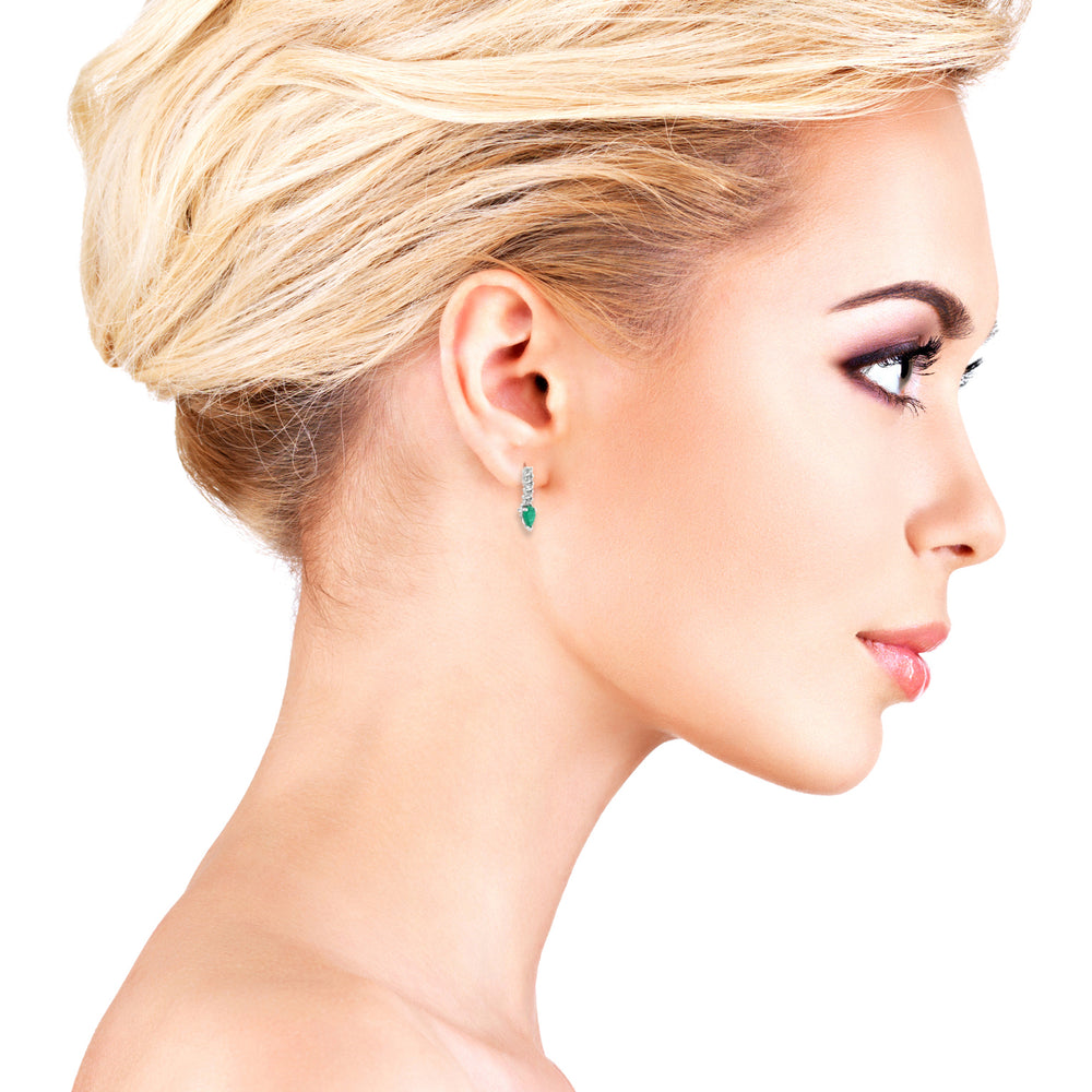 14k White Gold Emerald Earrings