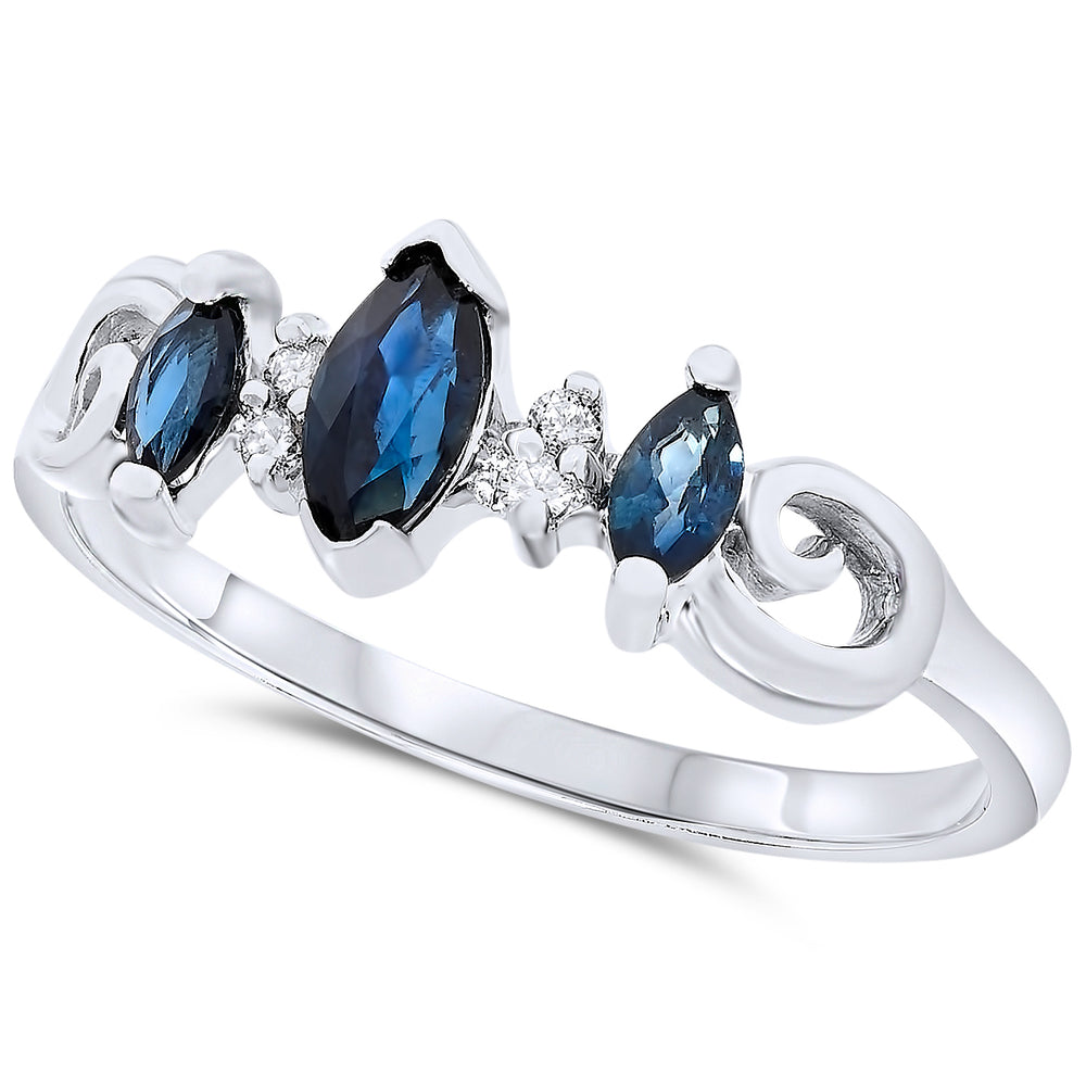 10k White Gold Sapphire Rings