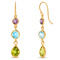 10k Yellow Gold Multi Gem Earrings