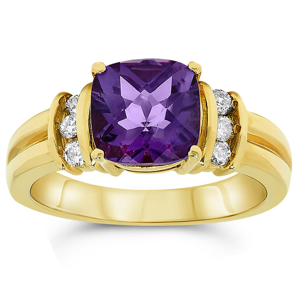 14k Yellow Gold Amethyst Rings