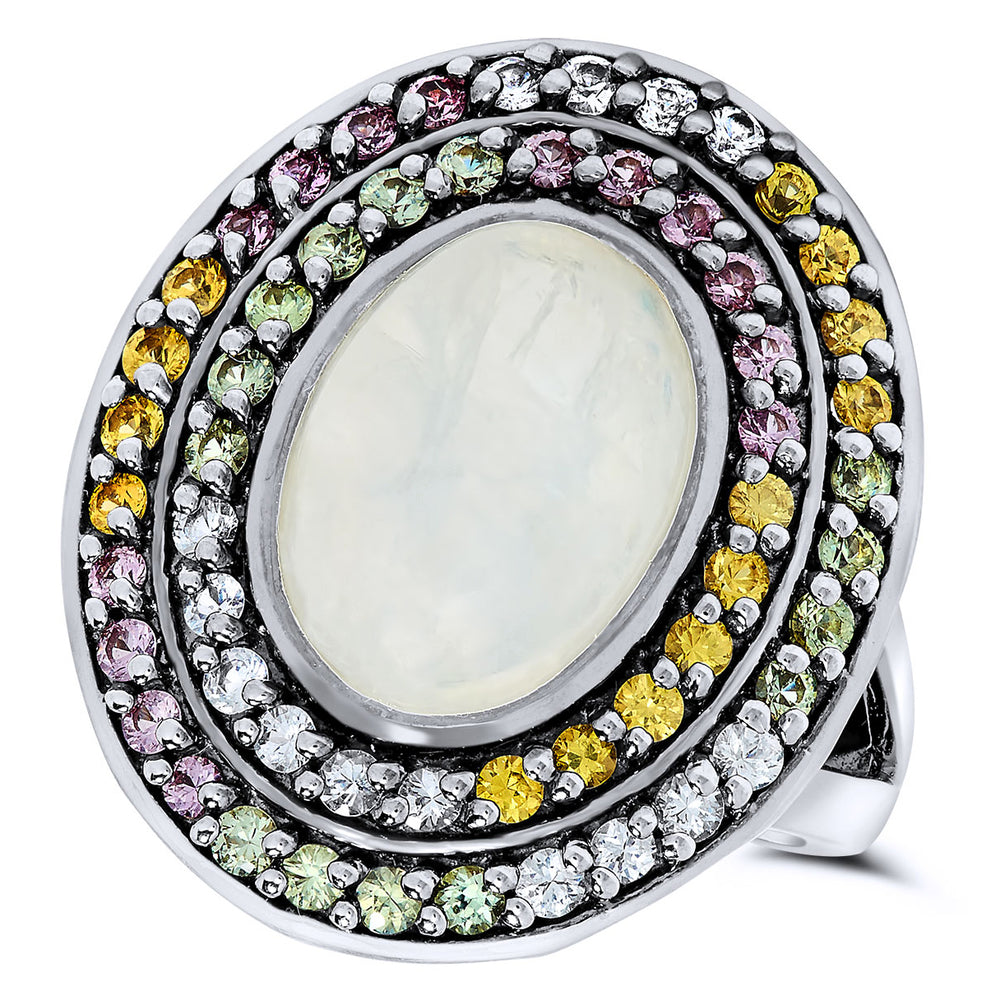 Silver Multi Gem Rings