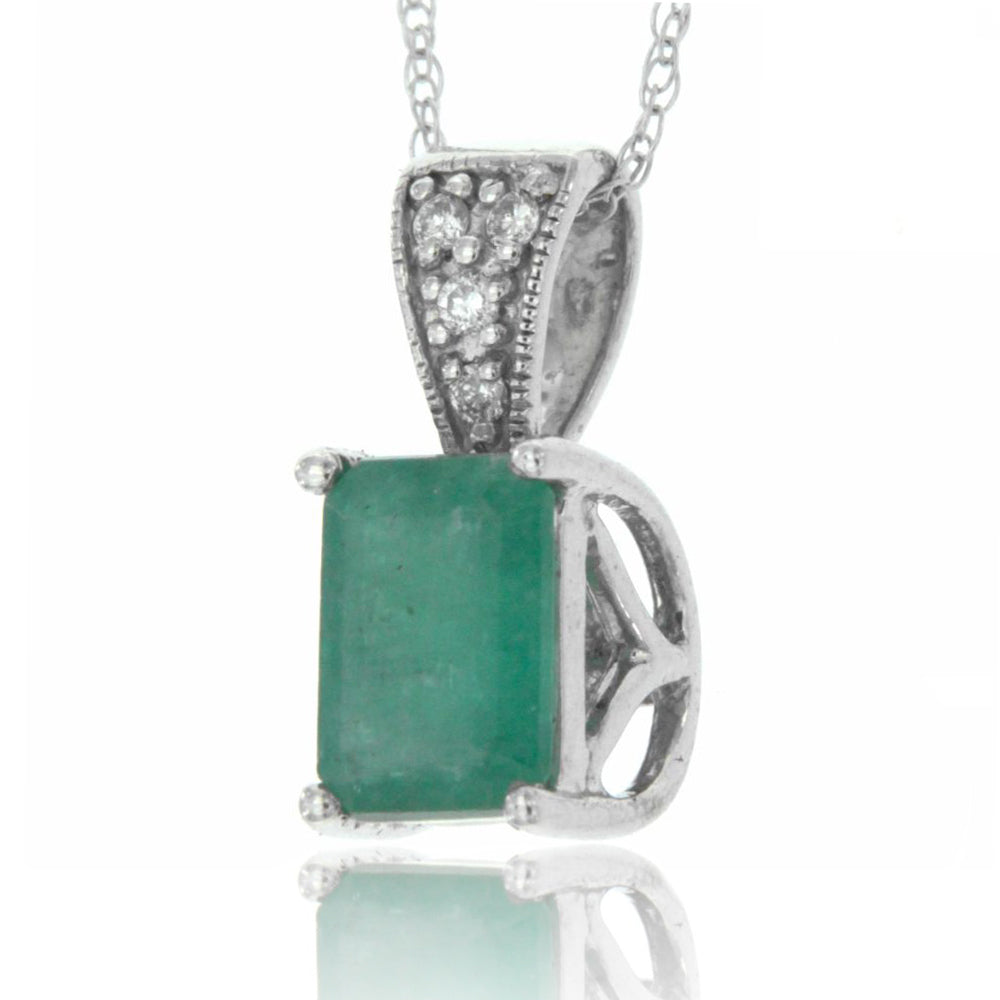 14k White Gold Emerald Necklace/Pendants