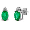 14k White Gold Emerald Earrings