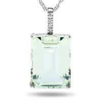 10k White Gold Green Amethyst Necklace/Pendants