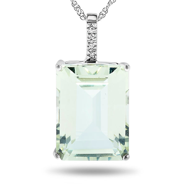 10k White Gold Green Amethyst Necklace/Pendants