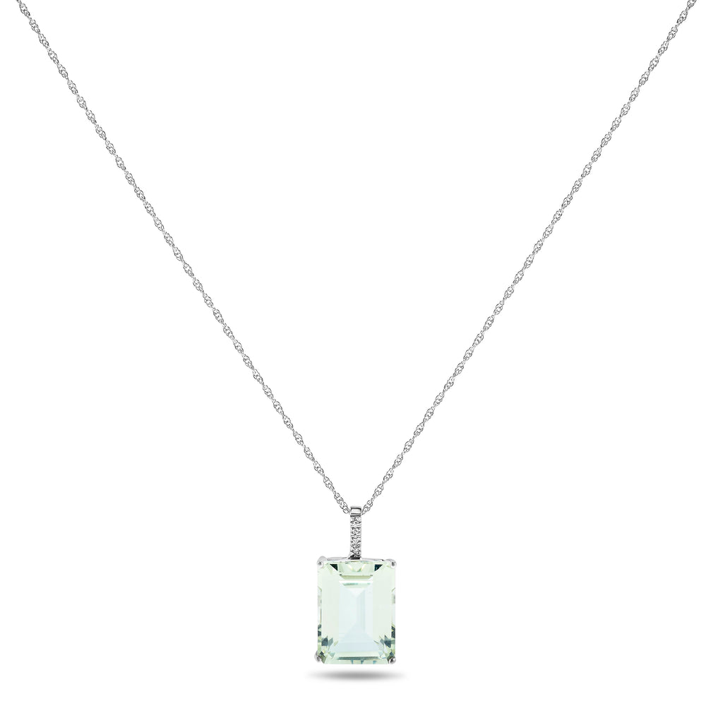 10k White Gold Green Amethyst Necklace/Pendants