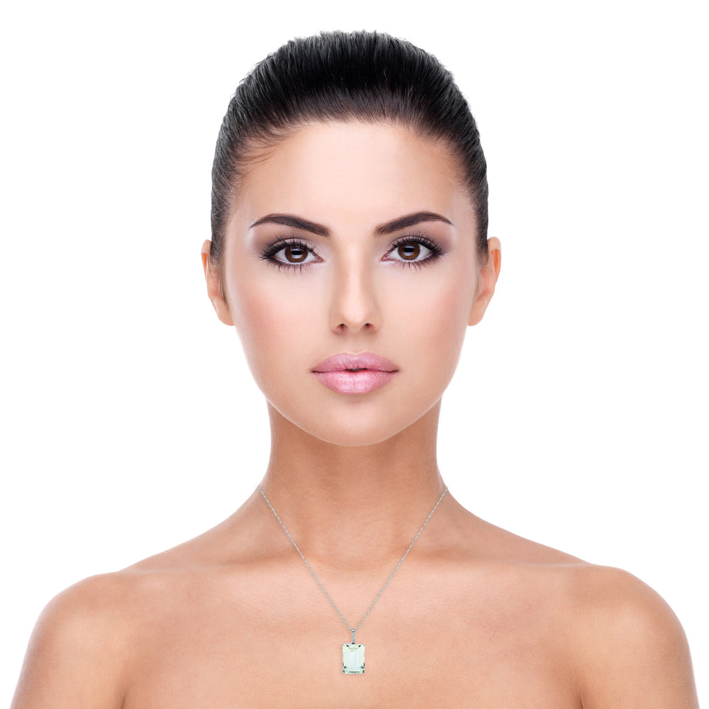 10k White Gold Green Amethyst Necklace/Pendants