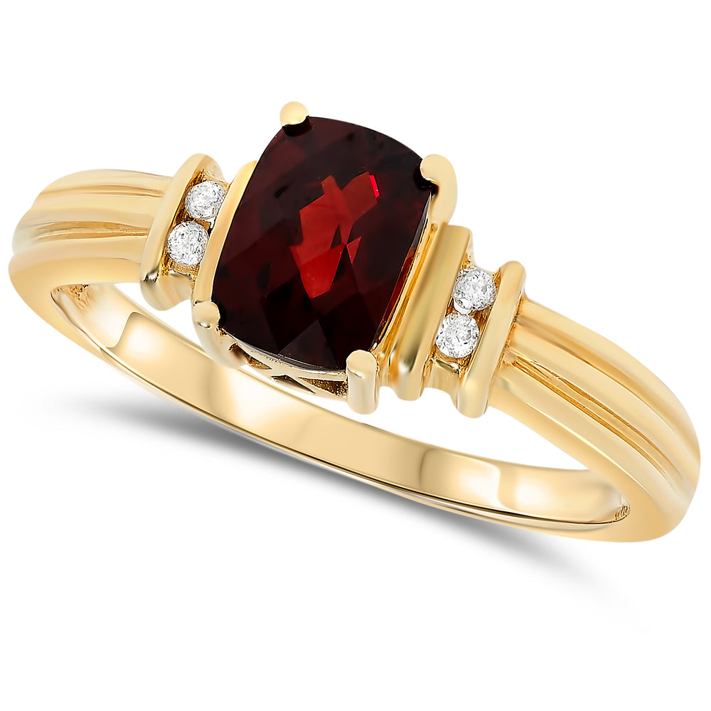 14k Yellow Gold Garnet Rings