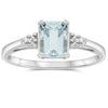 10k White Gold Aquamarine Rings