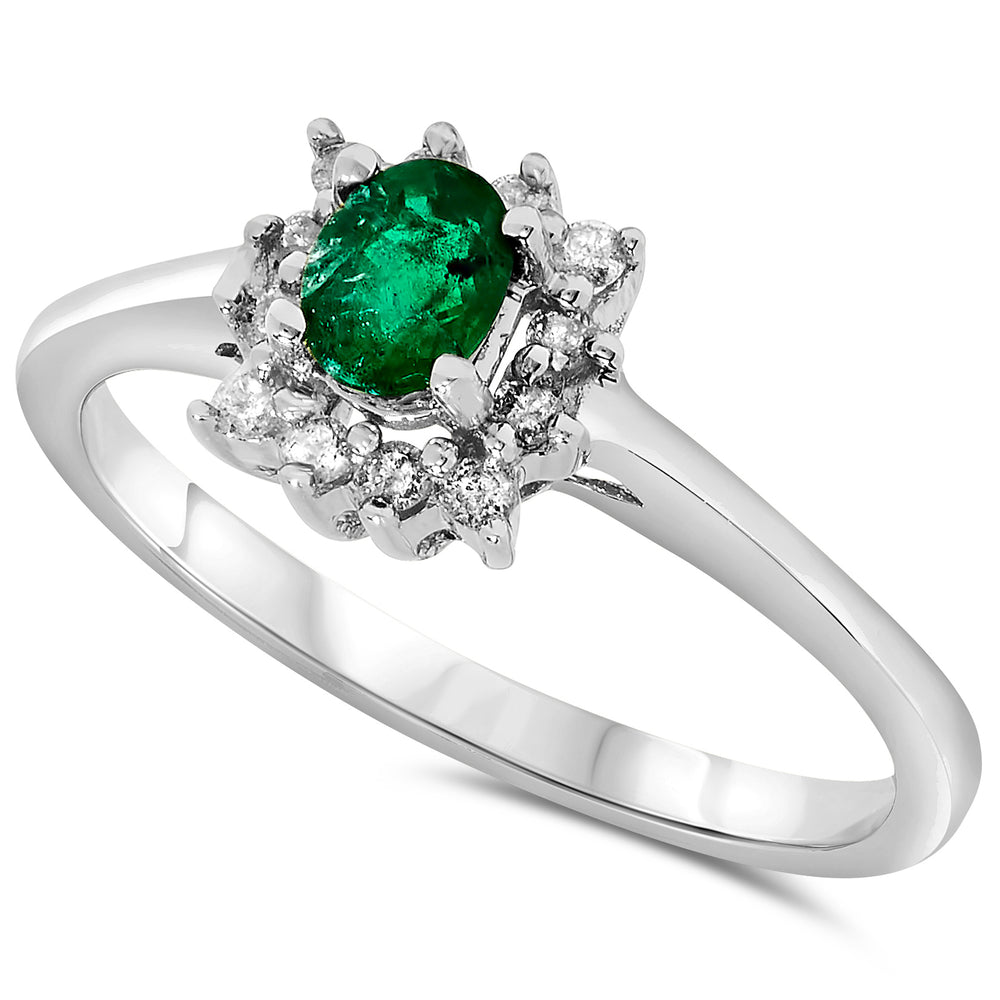 14k White Gold Emerald Rings