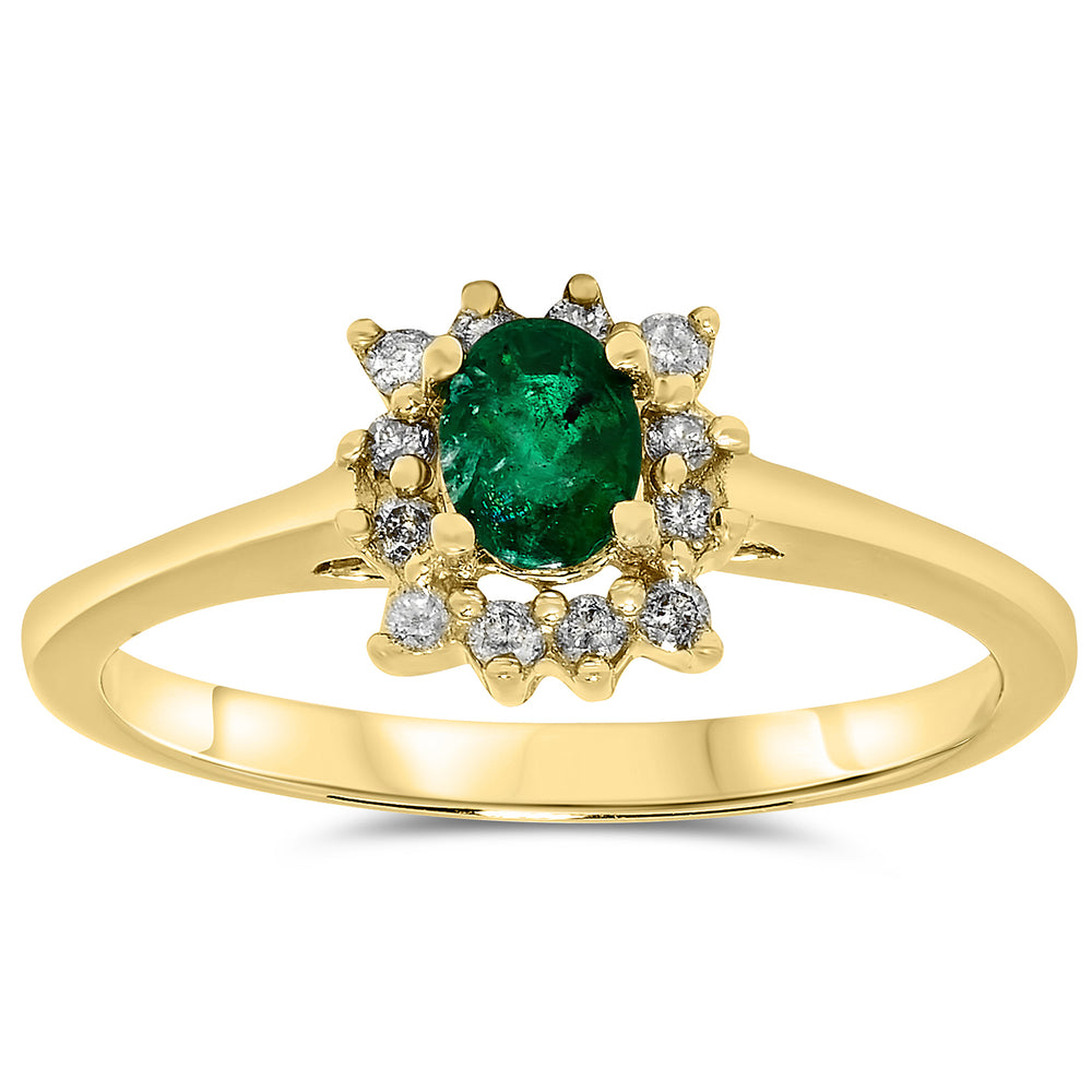 14k Yellow Gold Emerald Rings