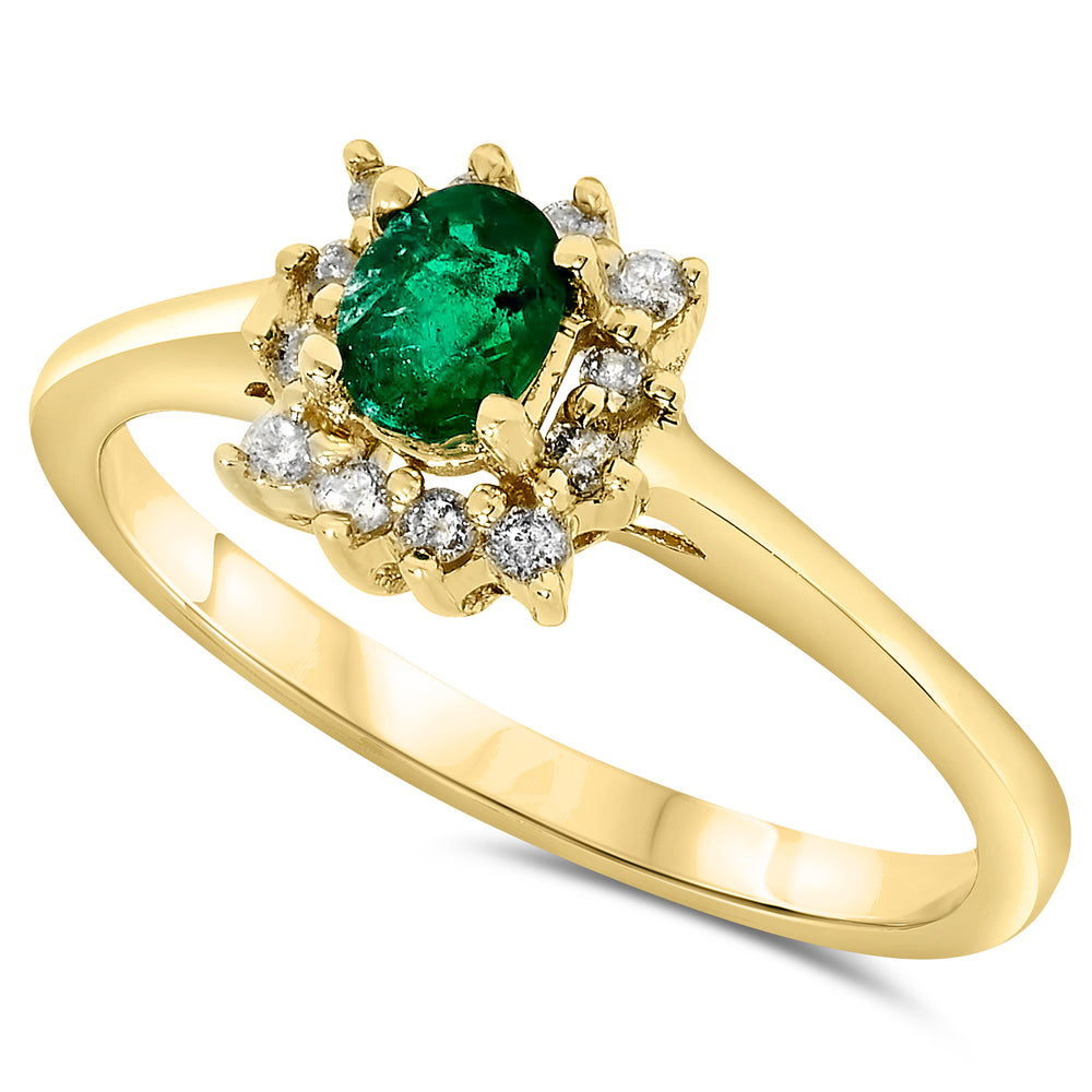 14k Yellow Gold Emerald Rings