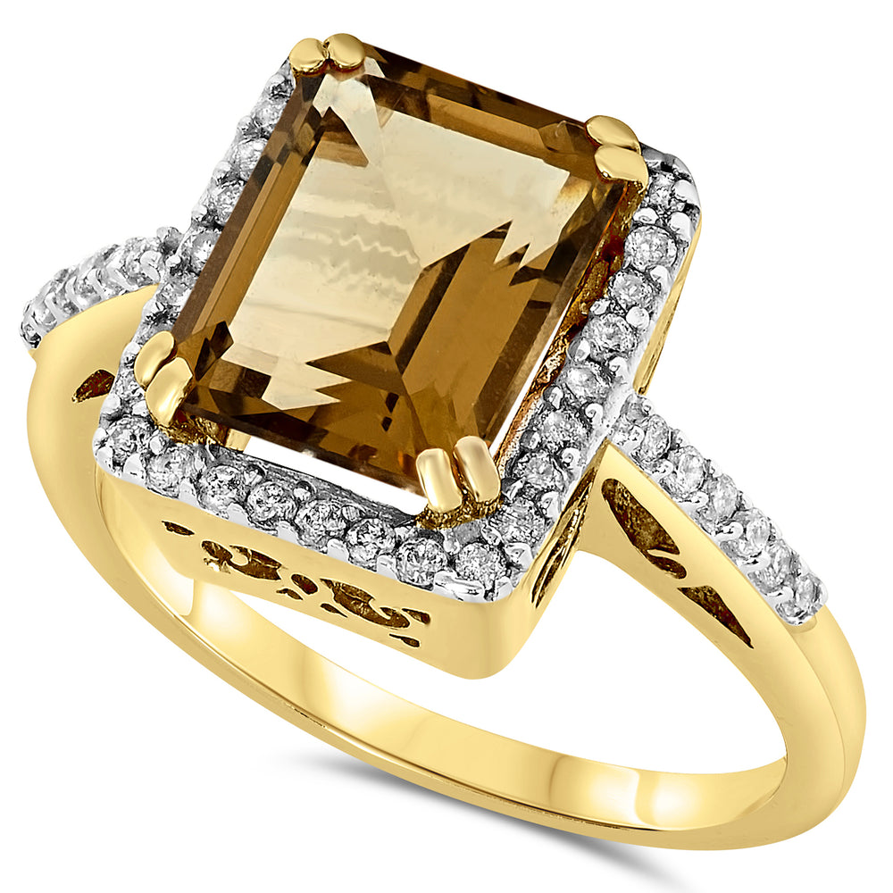 14k Yellow Gold Champange Quartz Rings