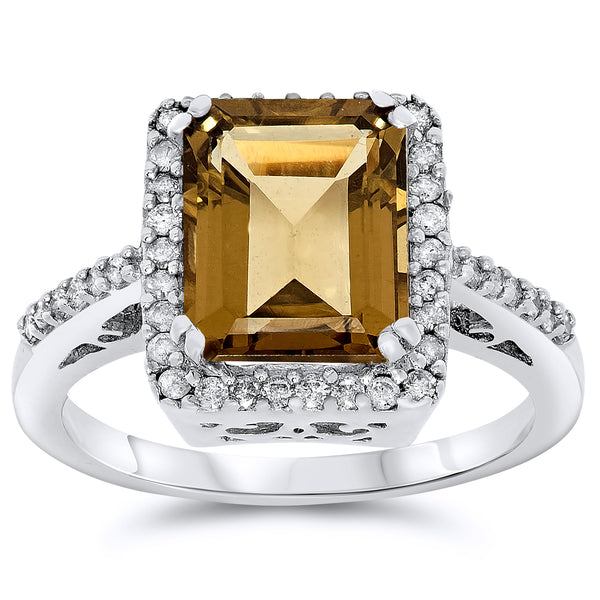 14k White Gold Champange Quartz Rings