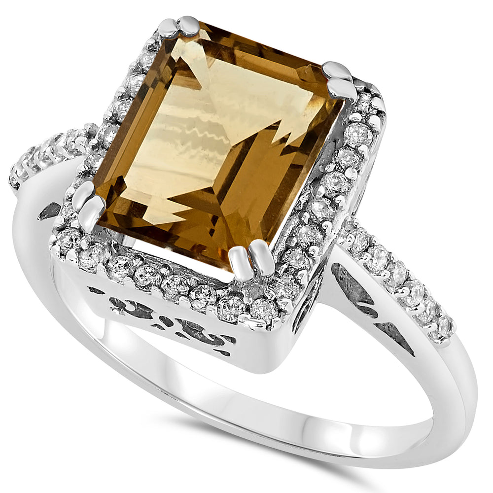 14k White Gold Champange Quartz Rings